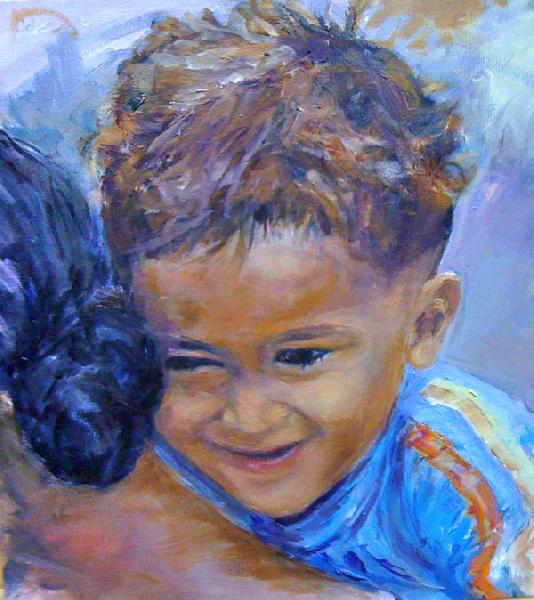 Painting: Cambodian Mother and Child