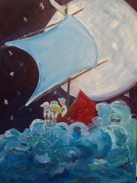 Painting: Wynken, Blynken Nod Blue Sail