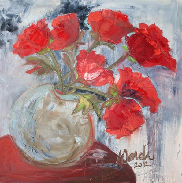 Painting: Red Poppies Round