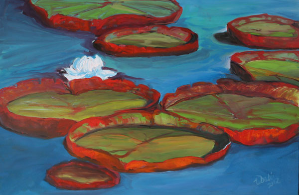 Painting: Scarlet Lily Pads