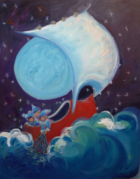 Painting: Wynken, Blynken Nod Blue Moon